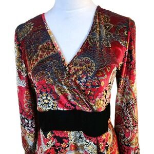 Suzie Couture Y2K Babydoll Top Sz Medium Red Velvet  Whimsigoth Boho Fairy Shirt